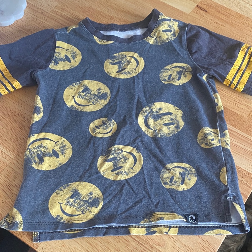 Rags to Raches Navy and Yellow Smiley Face Tee